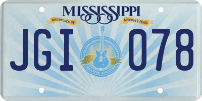 MS license plate JGI078