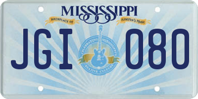 MS license plate JGI080