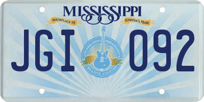 MS license plate JGI092