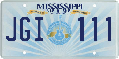 MS license plate JGI111