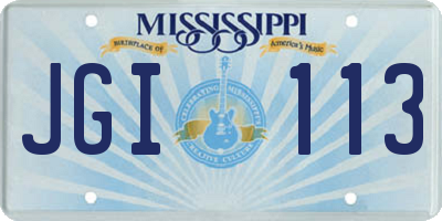 MS license plate JGI113