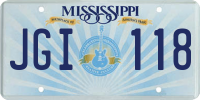 MS license plate JGI118