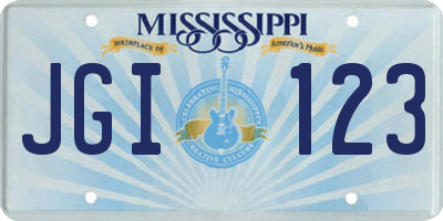 MS license plate JGI123