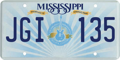 MS license plate JGI135