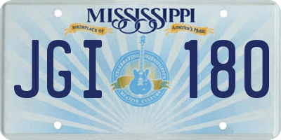 MS license plate JGI180