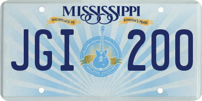 MS license plate JGI200