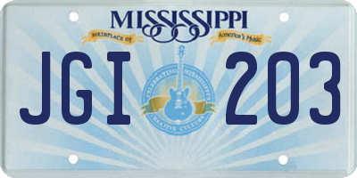 MS license plate JGI203
