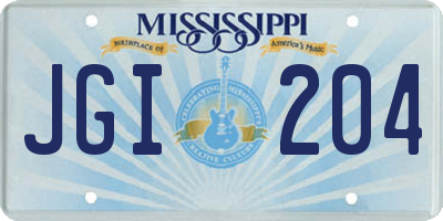 MS license plate JGI204
