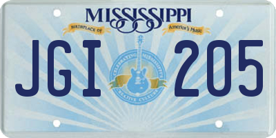 MS license plate JGI205