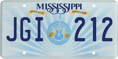 MS license plate JGI212