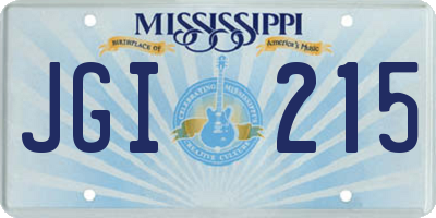 MS license plate JGI215