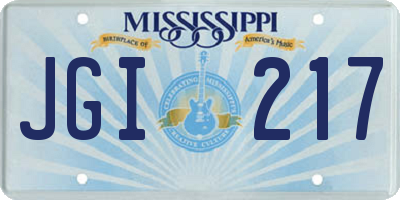MS license plate JGI217