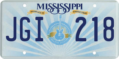 MS license plate JGI218