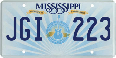 MS license plate JGI223