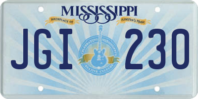 MS license plate JGI230