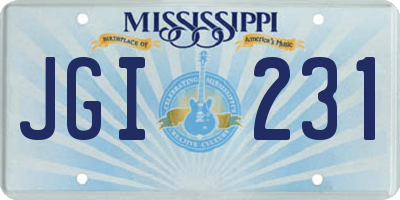 MS license plate JGI231