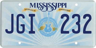 MS license plate JGI232