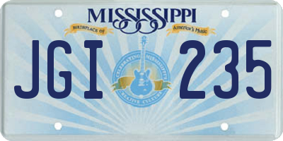 MS license plate JGI235