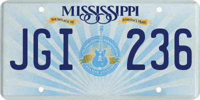 MS license plate JGI236
