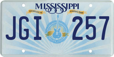 MS license plate JGI257