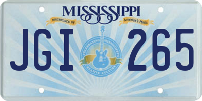 MS license plate JGI265