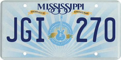 MS license plate JGI270