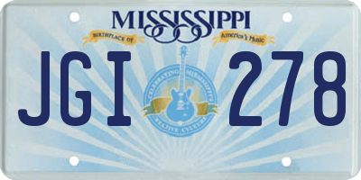 MS license plate JGI278