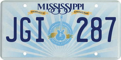 MS license plate JGI287