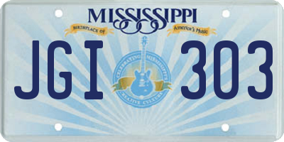 MS license plate JGI303