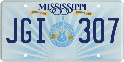 MS license plate JGI307