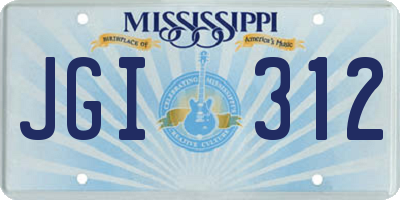 MS license plate JGI312