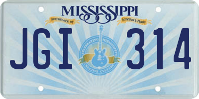 MS license plate JGI314