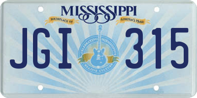 MS license plate JGI315