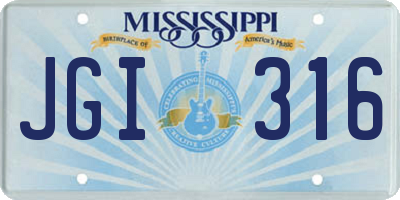 MS license plate JGI316