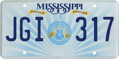 MS license plate JGI317