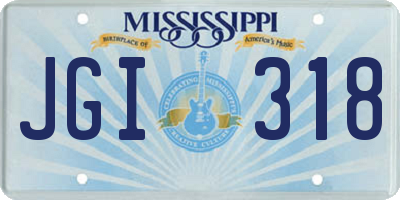 MS license plate JGI318
