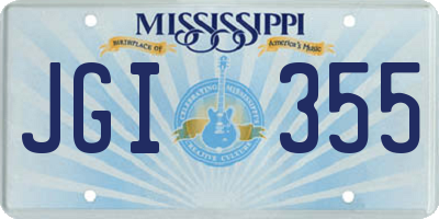 MS license plate JGI355