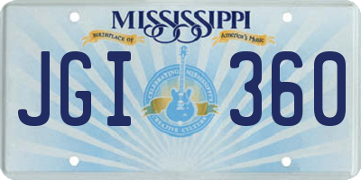 MS license plate JGI360