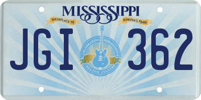MS license plate JGI362
