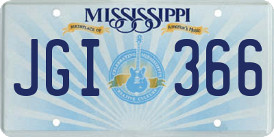 MS license plate JGI366