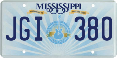 MS license plate JGI380
