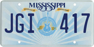 MS license plate JGI417