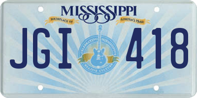 MS license plate JGI418