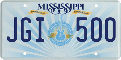 MS license plate JGI500