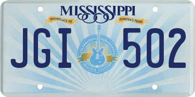 MS license plate JGI502
