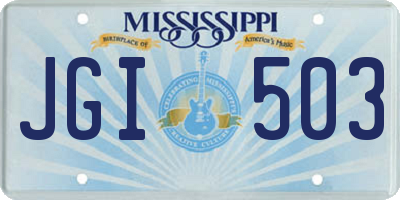 MS license plate JGI503
