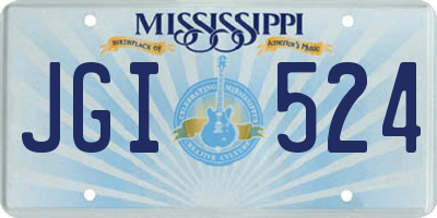 MS license plate JGI524