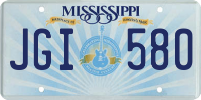 MS license plate JGI580