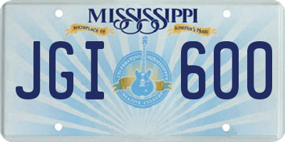 MS license plate JGI600
