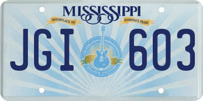 MS license plate JGI603